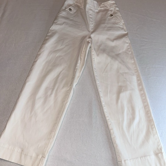 Spanx Stretch Twill Cropped Wide Leg Pull On White Pants Womens Size‎ Small - Picture 9 of 11